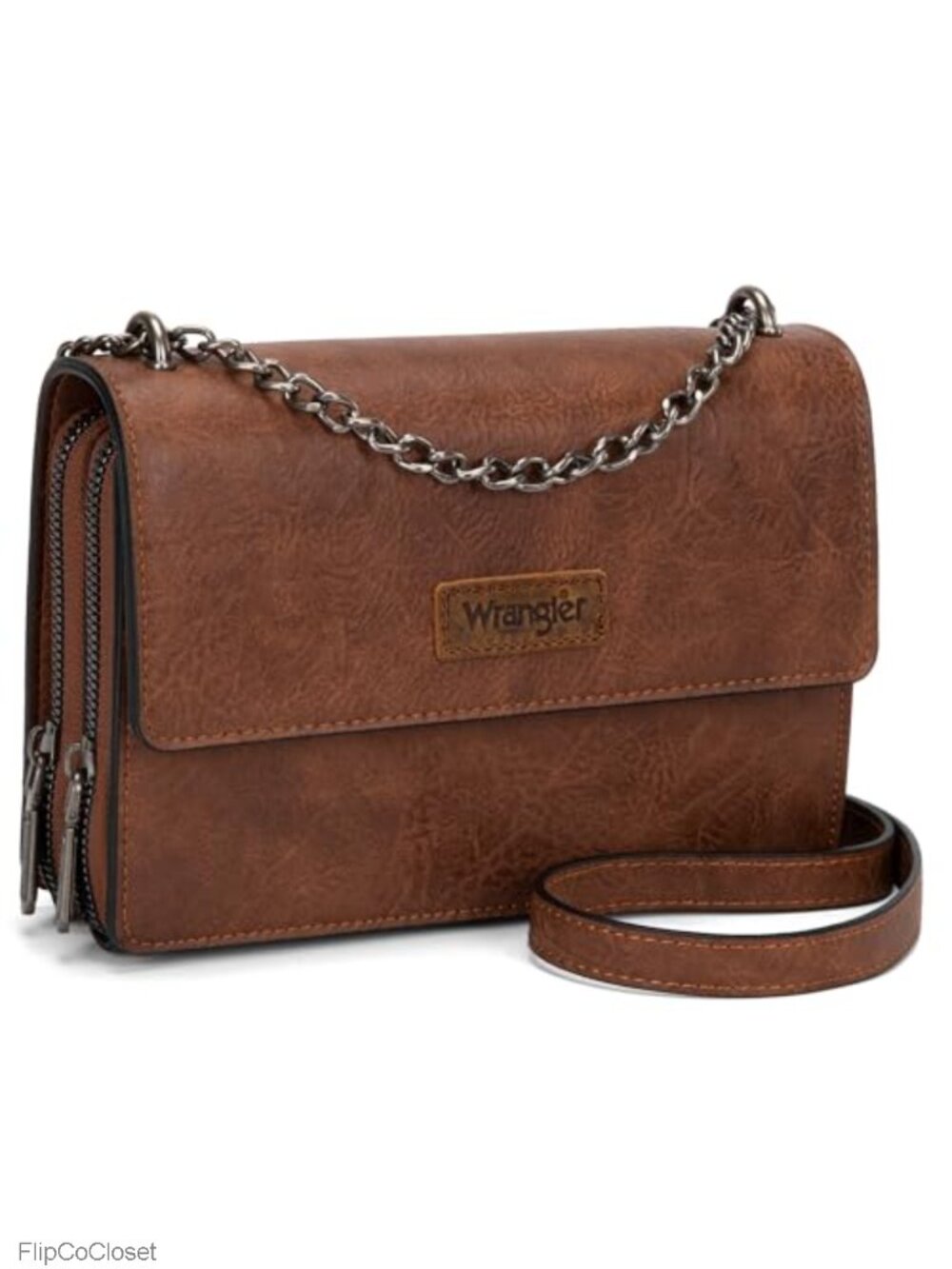 Faux Leather Flap Crossbody Wallet Purse Chain Strap Small Shoulder Bag